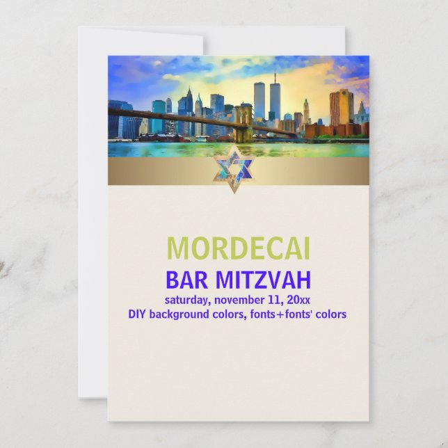 PixDezines NYC/Twin Towers/Bar Mitzvah Invitation (Front)