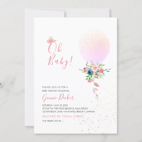 PixDezines Oh Baby Balloon Baby Shower Invitation