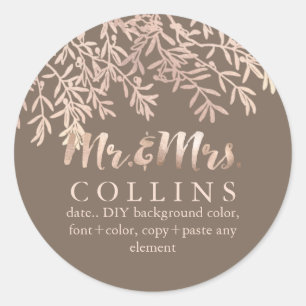 PixDezines Olives/Faux Rose Gold/DIY background Classic Round Sticker