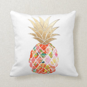 PixDezines Orange Aloha Pineapples/DIY background Throw Pillow