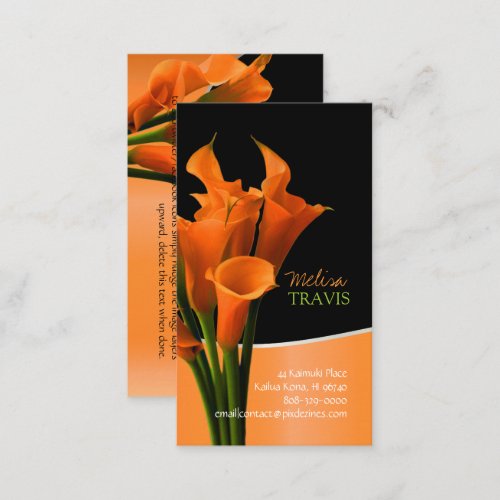 PixDezines orange calla lilydiy background Business Card