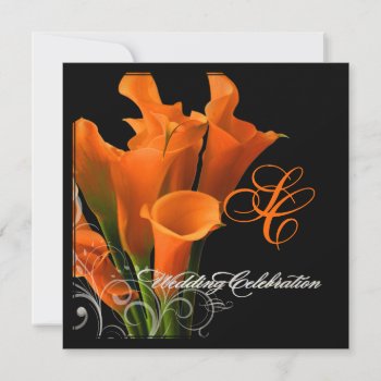 Pixdezines Orange Calla Lily/diy Background Color Invitation by custom_stationery at Zazzle