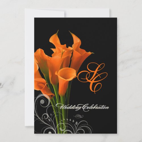 PixDezines orange calla lilyDIY background color Invitation