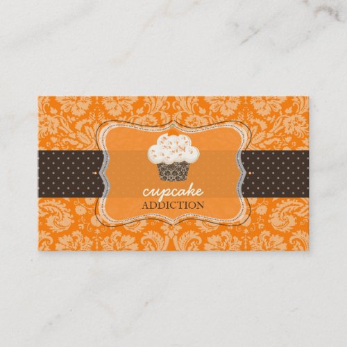 PixDezines orange chocolate cupcake/pâtisserie Business Card