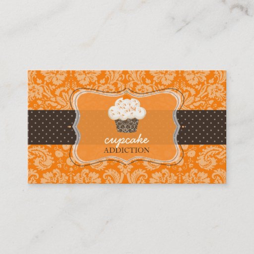 Customizable PixDezines orange chocolate cupcake/pâtisserie Business Card