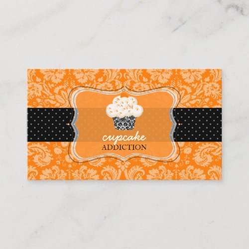 PixDezines orange chocolate cupcake/pâtisserie Business Cards