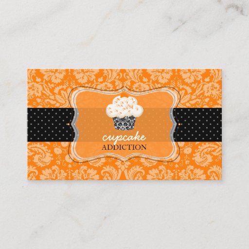 Customizable PixDezines orange chocolate cupcake/pâtisserie Business Cards