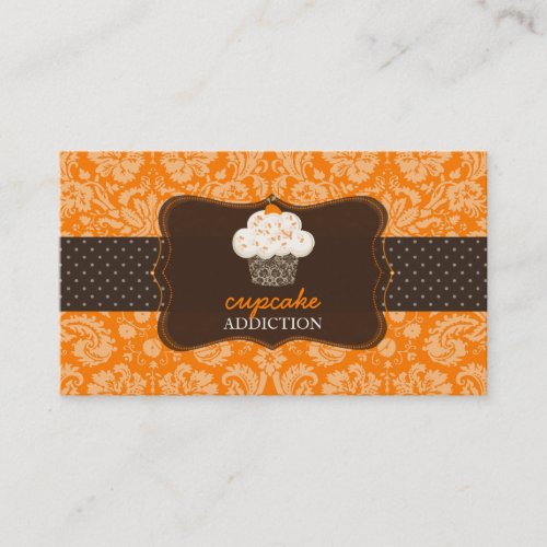 PixDezines orange chocolate cupcake/pâtisserie Business Cards