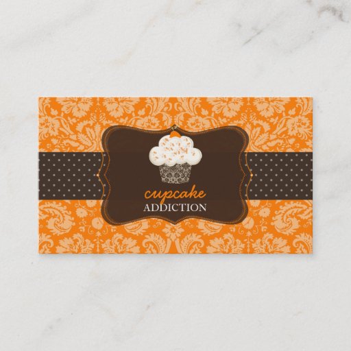 Customizable PixDezines orange chocolate cupcake/pâtisserie Business Cards