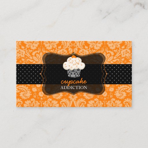 Customizable PixDezines orange chocolate cupcake/pâtisserie/diy Business Card Template