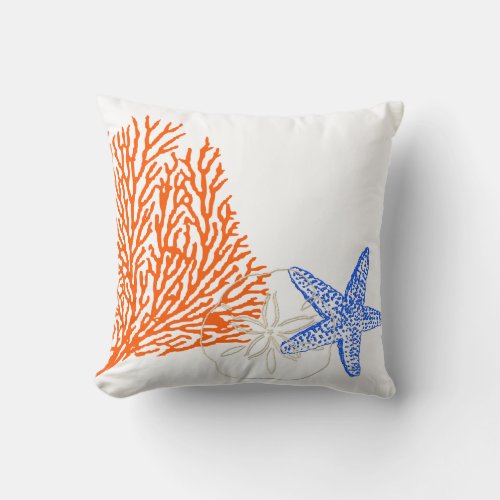 PixDezines orange coralstarfishdiy background Throw Pillow