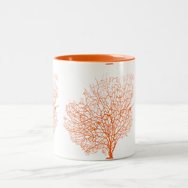 PixDezines orange corals Two-Tone Coffee Mug (Center)