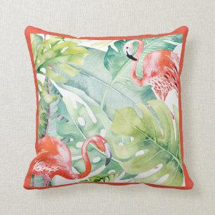 PixDezines Orange Flamingo, Tropical, Frame DIY Throw Pillow