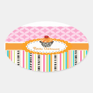 PixDezines orange swirls cupcake/DIY color Oval Sticker