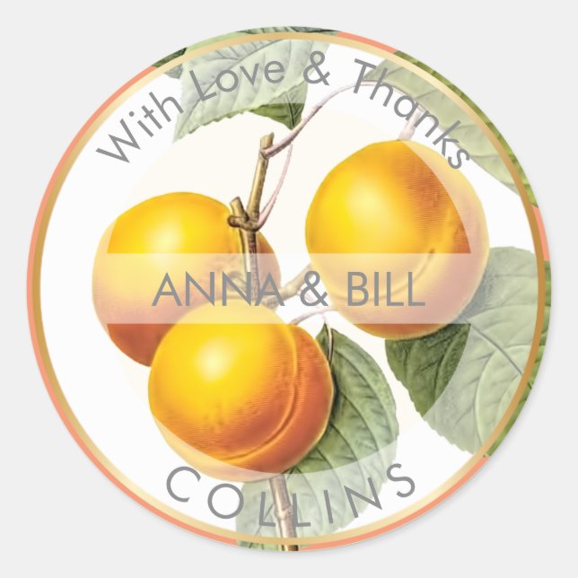 PixDezines Orchard/Peaches/DIY Thank You Classic Round Sticker (Front)