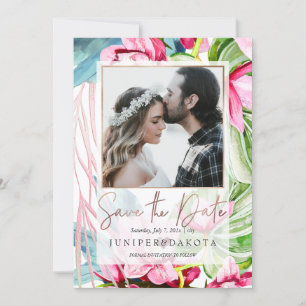 PixDezines Orchid Isle, Palms, Tropical Save Date Invitation