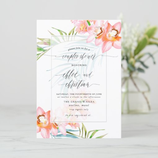 PixDezines Orchid Isle, Tropical Couples Shower Invitation Zazzle