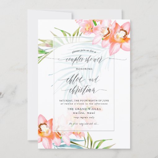 PixDezines Orchid Isle, Tropical Couples Shower Invitation Zazzle