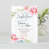 PixDezines Orchid Isle, Tropical Couples Shower Invitation (Standing Front)