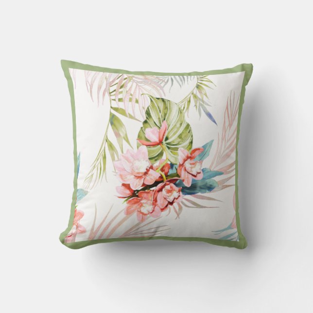 PixDezines Orchid Isle, Tropical, Frame DIY Throw Pillow (Front)
