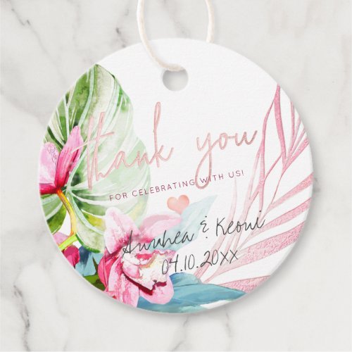 PixDezines Orchid Isle Tropical Thank You Favor Tags