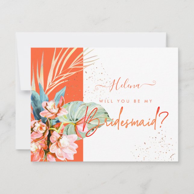 PixDezines Orchid Isle Will You .. Bridesmaid Invitation (Front)