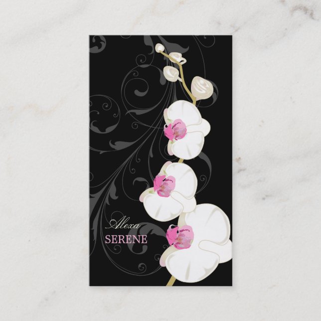PixDezines orchid+swirls/diy colors Business Card (Front)