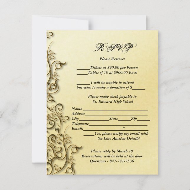 PixDezines Ornamental Rustic Gold Swirls Announcement (Front)