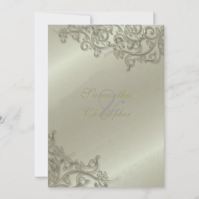 PixDezines Ornamental Rustic Silver Swirls Invitation (Front)
