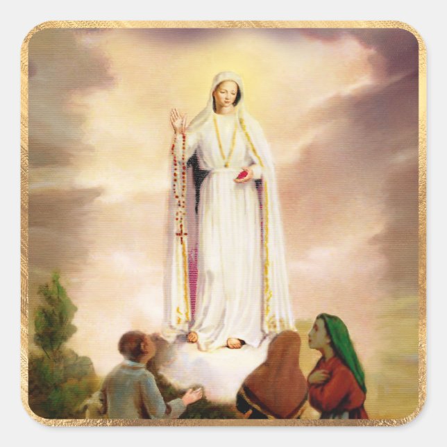 PixDezines Our Lady of Fatima Square Sticker (Front)