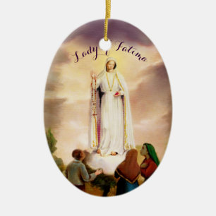 PixDezines Our Lady of Fatima, Text Customizable Ceramic Ornament