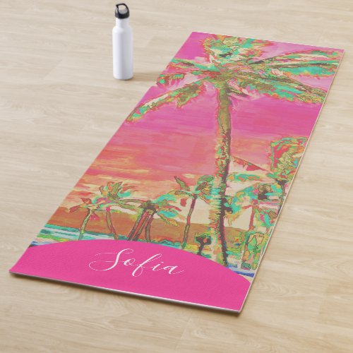 PixDezines Painted Hawaiian Beach Mauna Lani Bay Yoga Mat