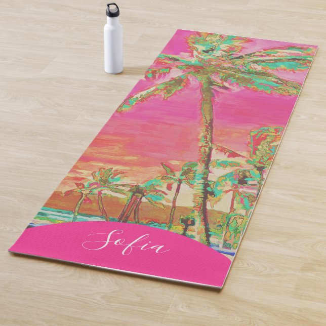 PixDezines Painted Hawaiian Beach Mauna Lani Bay Yoga Mat (In Situ)