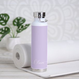 PixDezines Pale Lilac Purple DIY Color Monogram Water Bottle