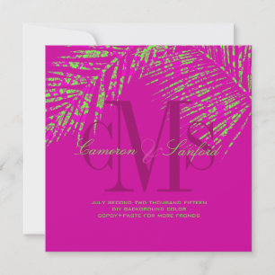 PixDezines palm fronds/diy background color+fonts Invitation