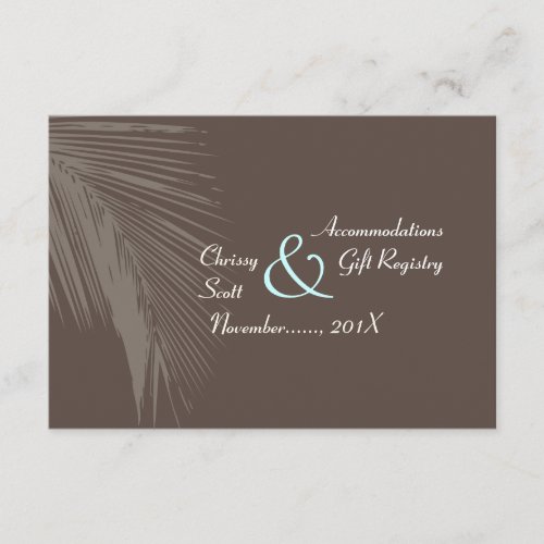 PixDezines palm fronds silhouette/cocoa+blue/hotel Enclosure Card