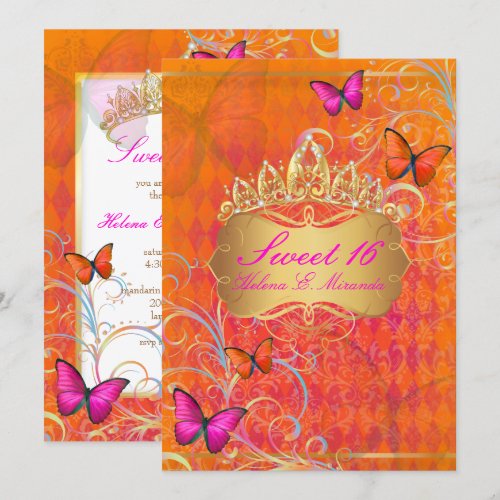 PixDezines Papillon Sweet 16/Rainbow Swirls Personalized Invitation