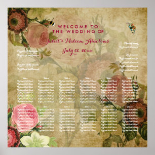 PixDezines parchment/vintage roses/seating chart