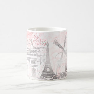 PixDezines PARIS in FAUX SILVER+PINK MARBLE Coffee Mug