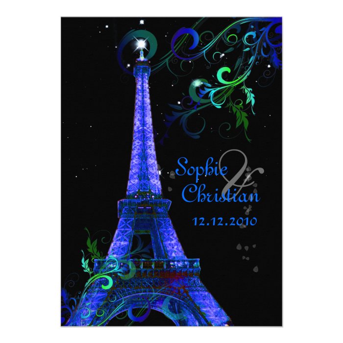 PixDezines Paris La Nuit, eiffel tower Invite