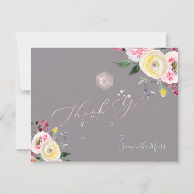 PixDezines Pastel Roses  Mitzvah Thank You✡ RSVP Card (Front)