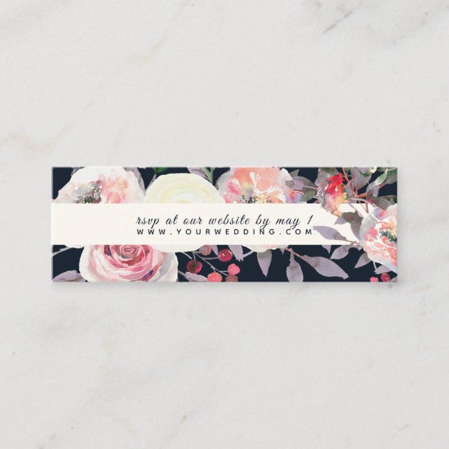 PixDezines Pastel Roses, Watercolor web RSVP Mini Business Card (Front)