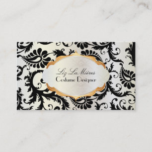 PixDezines pavo damask/black+pearl Business Card