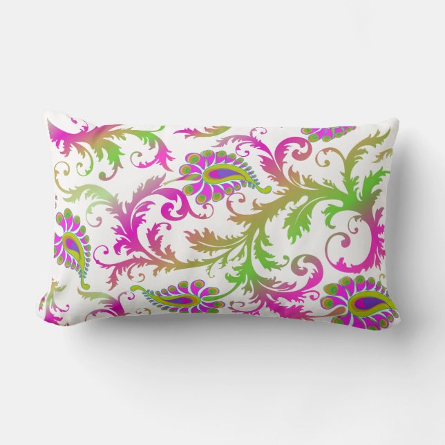 PixDezines pavo damask/diy background color Lumbar Pillow (Front)