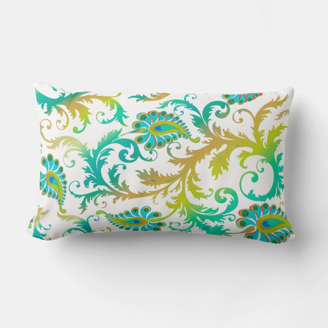PixDezines pavo damask/diy background color Lumbar Pillow (Front)