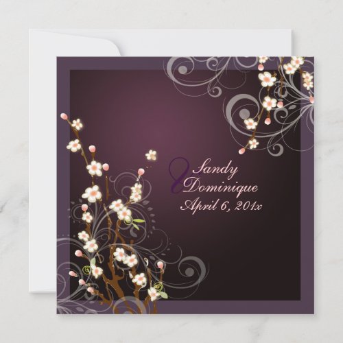 PixDezines Peach Sakura wedding invitations