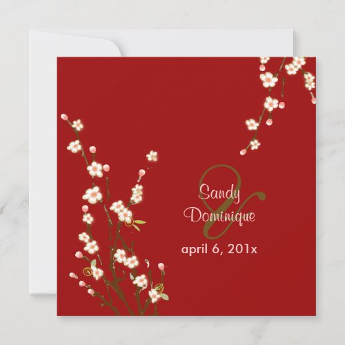 PixDezines Peach Sakura wedding invitations