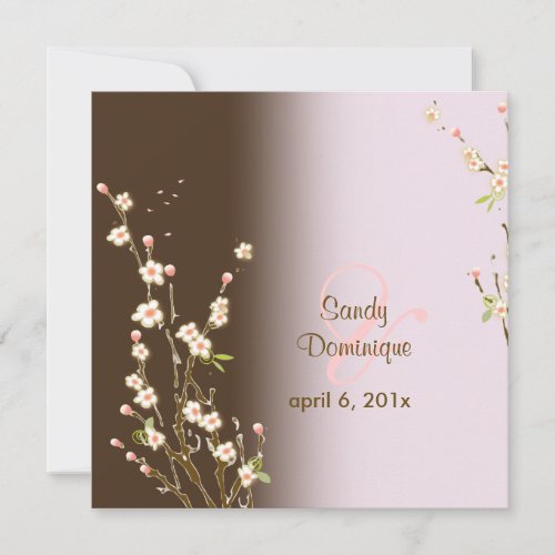 PixDezines Peach Sakura wedding invitations