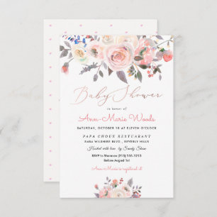 PixDezines Peaches+Cream Watercolor Baby Shower Invitation