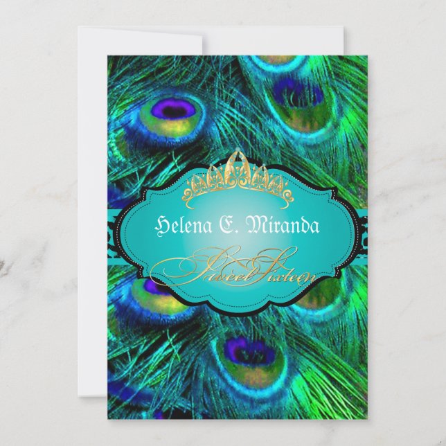 PixDezines peacock+cheetah/sweet sixteen Invitation (Front)